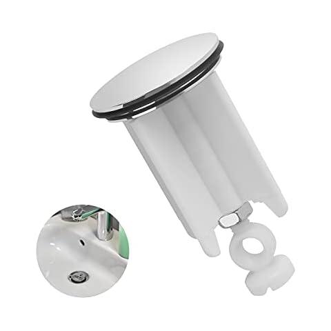 HUASHENG Universal Sink Plug, 40mm Bathroom Basin Sink Plug Replacement Drain Pop-Up Plug Height Adjustable Bathroom Plugs for Bathroom Kitchen All Standard Sinks Made of Brass Rubber Cover