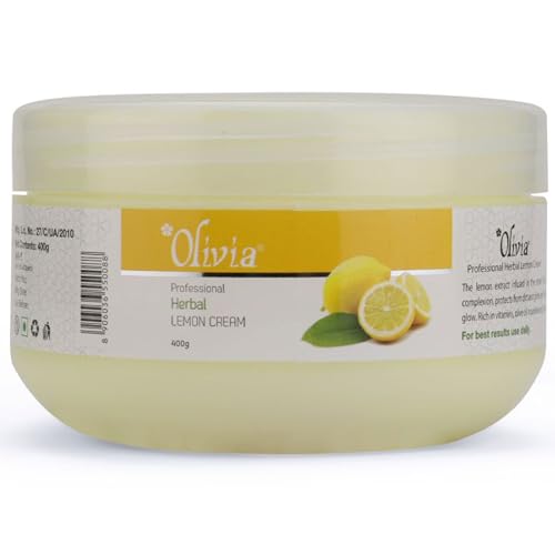 Image of Olivia Professional Herbal Lemon Cream with Lemon Extract & Olive Oil | Revitalizing & Moisturising Cream for Radiant, Even-Toned Skin | Reduces Dark Spots, Tightens Pores & Nourishes Gently | 400g