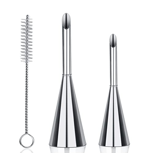 2 Piezas Boquillas de Acero Inoxidable, Reposteria Inyector, Pastelera Boquilla Manga, Crema Herramientas de Decoración de Tuberías para Rellenar Donas, Cupcakes con Cepillo de Limpieza
