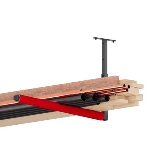 QLS Étagère de plafond - Support de rangement - Crochet pour échelle, kayak, pêche - Réglable - Rouge