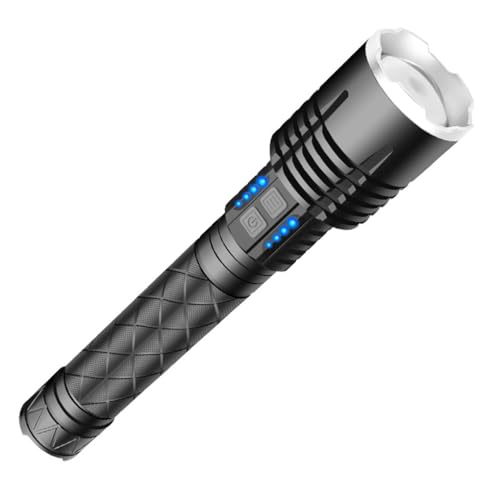 OEUVREBY Flashlight Powerful XHP120 Rechargeable Torches Aluminium Alloy Tactical Camping Fishing Illumination Outdoor 226650Battery 2 Pcs 26650 Battery