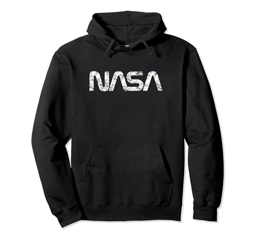 Officially Licensed NASA Worm White Distressed Space Geek Pullover Hoodie