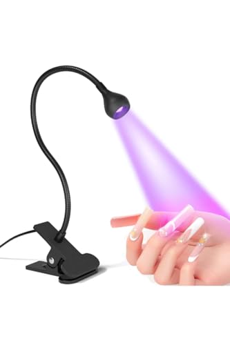 Siyah 3W UV LED Tırnak Kurutucu, Ultraviyole Esnek Klipsli Masa USB Jel Kurutma Lambası