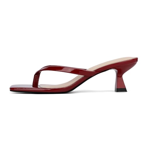Image of Goderci Kitten Flip Flop Thong Low Heels for Women Square Open Toe Slip On Heeled Sandals