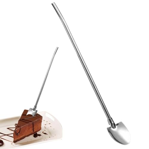 Cucchiaio in metallo cannucce, cucchiaio di paglia in metallo, cucchiaio da mescolare riutilizzabile a forma di pala in acciaio inox, paglia da caffè - cucchiaino con manico in paglia, cucchiaio 2 in