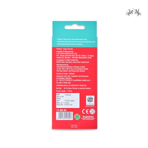 Image of Faber-Castell Triangular Colour Pencil Set - Pack of 24 | Colour Pencils for Kids Aged 6-12 | Ergonomic Pencil Colour Set for School & Art Projects