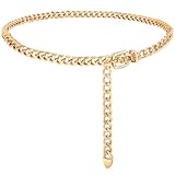 WHIPPY Damen Kettengürtel Mode Taillenkette Gürtel Verstellbare taillengürtel für Kleid Jeans, Gold, 150cm
