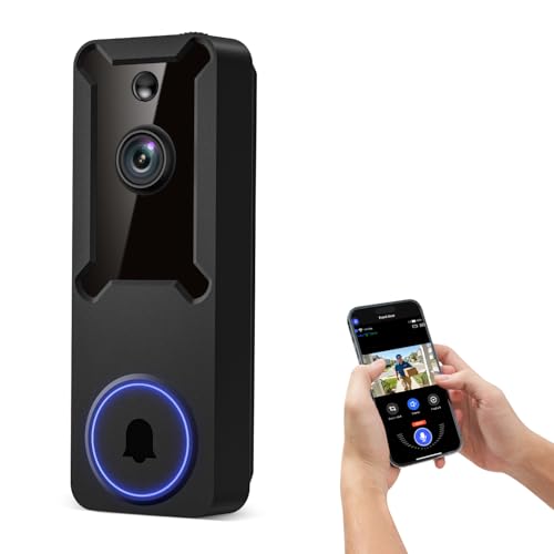 Wireless Wi-Fi Surveillance Cameras, Doorbell Camera with Two Way Audio, AI Human Detection, 2-Way Talk,Night Vision and - Detailed View