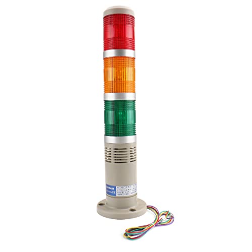 Baomain Industrial Signal Tower Lamp T3EK DC 24V Red Green Yellow Light Buzzer Alarm LTP-502TJ