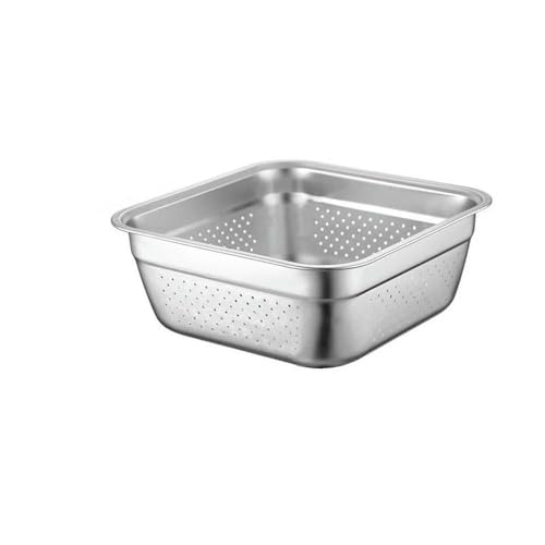 JJDFW Cesta de Drenaje de Acero Inoxidable para Lavar Verduras, Organizador de Almacenamiento de Frutas, Bandeja Cuadrada para Alimentos, Accesorios de Cocina