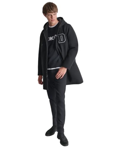 DKNY Men's Water Resistant Hooded Fashion Cold Weather Jacket, Black