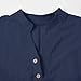 Girls V-Neck Linen Shirts Kids Lightweight Button Rolled Short Sleeve Curve Hem Tops Summer (Dark Blue, 5-6 Years)