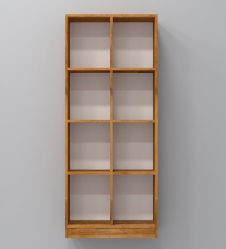Image of SPECIALITY PANELS Wooden Bookcase with 8 Open Shelves, 69x29 Inch, Natural Wood Finish, Carpenter Assembly Provided