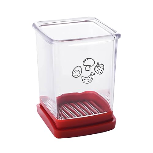 Press-down cup slicer that turns a handful of grapes or strawberries into uniform pieces in one satisfying push.