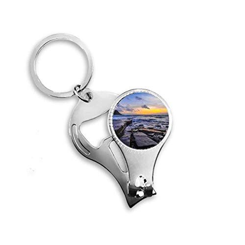 Ocean Stone Water Science Nature Picture Nail Nipper Ring Key Chain Bottle Opener Clipper