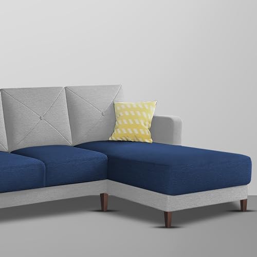 Image of Baloney RHS 6 Seater L Shape Sofa Set for Living Room (Blue Grey Fabric) Premium Fabric Sofa
