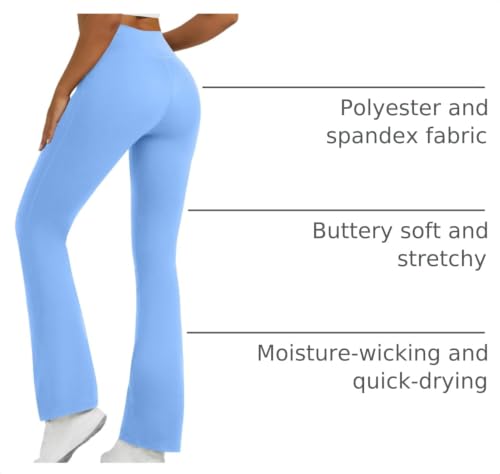 Image of Flare Leggings for Women with Pockets 2pack High Waisted Crossover Flare Leggings Bootcut Yoga Pants