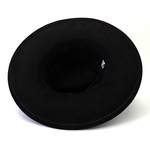 Wotfim Big Wide Brim Fedora Hat For Women Man Classic Suede Panama Hat With Band Western Outdoor Hat-Black thumb #6