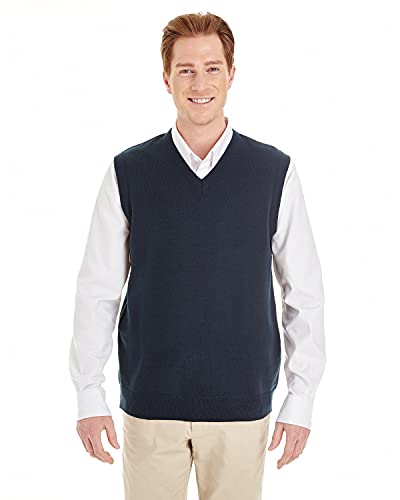 Harriton M415 pull col en V sans manche bleu marine tricot thermorégulateur