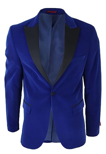 Preisvergleich Produktbild Infinity Leather Herren Blau Samt Dinner Tuxedo Anzug Jacke Blazer