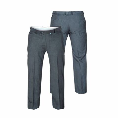 D555 Duke Mens Kingsize Formal Stretch Trousers Pants with Belt Loop & Pockets Grey 42 Waist Regular Leg (Supreme)