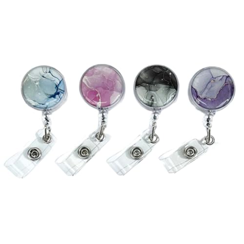 XURJUMI Porte Badge Enrouleur, 4 Pièces Porte-clés Retractable,60cm cordon rétractable Avec Enrouleur de Ceinture Pour Porte CléS Porte Badge de Carte D'Identité, Avec Ressort Renforcé