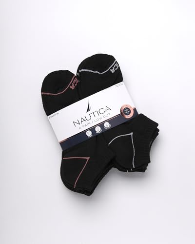 Image of Nautica Womens Low Cut Socks - 6 Pack Soft Stretch Breathable Mesh Cushioned Athletic Performance No Show Socks for Women