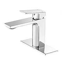 VOTON Black Bathroom Faucet with Deck Plate and Supply Lines