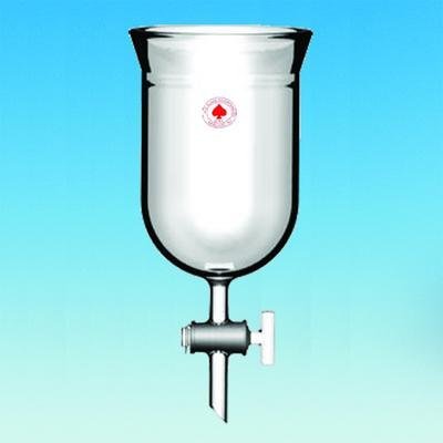 6491-10 Series Cylindrical Reaction Flask, Stopcock Drain, 4" ID Conical Flange, 1000 mL