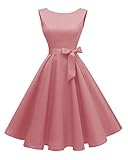 Hanpceirs Women's Boatneck Sleeveless Swing Vintage 1950s Cocktail Dress Blush Pink XL