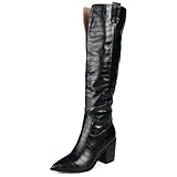 Journee Collection Women's Therese Tru Comfort Foam Extra Wide Calf Stacked Heel Knee High Boots - Size: 8 - Black