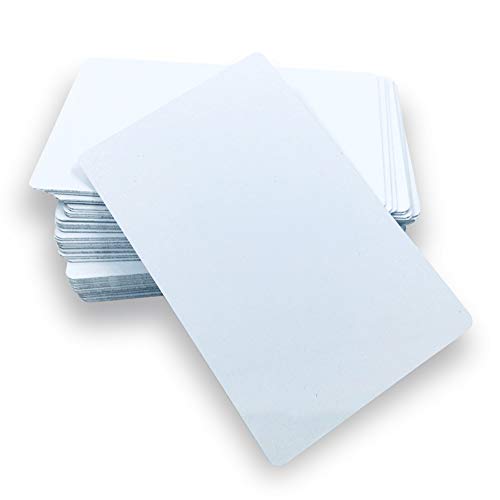 Ebamaz 50 stuks dikke 0,45 mm sublimatie metalen visitekaartjes aluminium spaties 3,4 x 2,1 x 0,18 inch voor kleurendruk/UV-print/aangepaste lasergravure (paarwit)