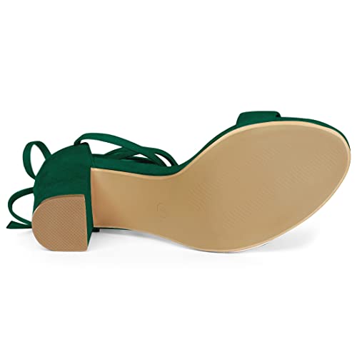 Allegra K Allegra K Women's Tie Up Strappy Heels Chunky High Heels Green Sandal 5.5 M US