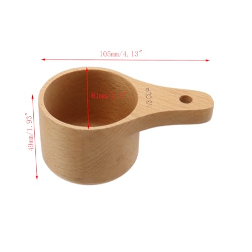 Vaso medidor de madera 1/3 taza con mango corto miniatura 2