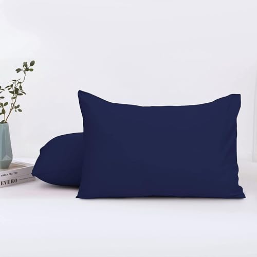 Image of Travel Pillow Case 12x18 Size Pack of 2 Pieces 100% Egyptian Cotton Envelope Closure 500 Thread Count Toddler Pillowcase Fits Up to 12x18, 12x16 or 11x15 Navy Blue