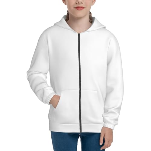 White Kid Hoodies Boys Zip Up Sweatshirts Girls Pullover with Pocket3
