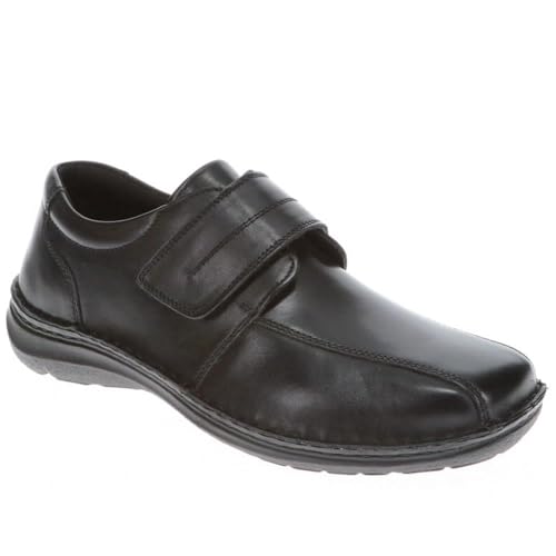 Zapatos de cuero con cierre táctil, Black, 40 2/3 EU