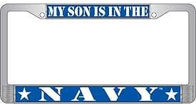 Eagle Emblems LP3819 Chrome License Plate Frame USN Proud Parent - 6 x 12 in.