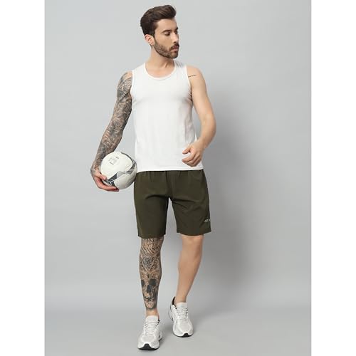 Image of ATICX Polyester Shorts for Men - Quick Dry Lightweight with Zipper Pockets - Gym, Running, Jogging, Training Half Pants for Basketball, Swimming, Badminton, Cycling, Football, Outdoor & Home Wear