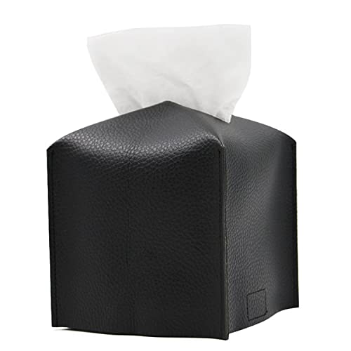 UBRAVE Boîte à mouchoirs, Mouchoirs en Cuir Moderne, Rechargeable, pour Le Domicile / Toilettes salonBureau Salle de Bain Voiture, HLP 13 x cm - Taille Unique Noir, TU, (Tissue Holder-Black) Cover