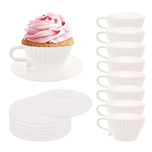 Qancesd Teetassen-Cupcake-Förmchen 16 Stück Weiß
