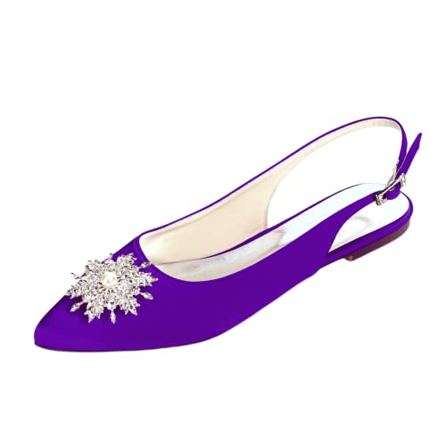 Chaussures plates à strass femme bout pointu finissant les douleurs aux talons