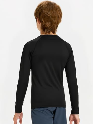 DEVOROPA Youth Boys Compression Thermal Shirt Long Sleeve Fleece Baselayer Soccer Baseball Undershirt3