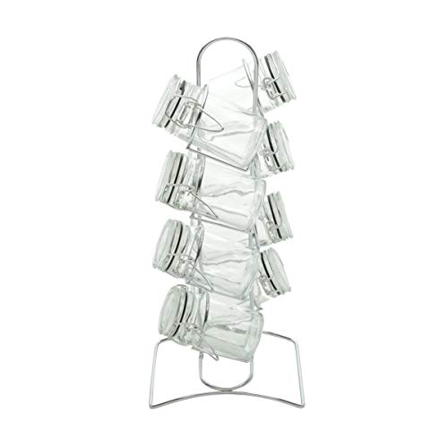 Lyor CJ 8 POTES P/TEMPEROS DE VIDRO C/TAMPA HERMÉTICA E SUPORTE DE METAL CROMADO 65ml, SEM LINHA