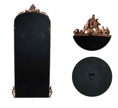 Image of Full Length Mirror with Ornate Frame Tall Standing Floor Mirror for Bedroom, Dressing Room & Living Room (Vintage Copper (Without Stand))