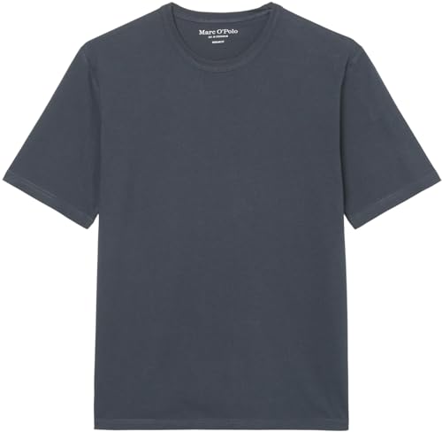 Marc O'Polo Herren T-Shirt aus Bio-Baumwolle mit Rundhalsausschnitt, Blau (Dark Navy), XS – Ansicht 6