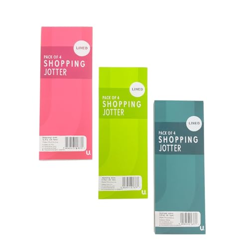 ATKIN BROTHERS Shopping Jotter Jotter Pads Memo Slim Shopping Lists Pocket Jotters Note Pads Notebook to Do List Grocery Handbag Portable Lined Card Cover Assorted Color 3x8 (Pack of 4)