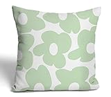 BCLOSE Danish Pastel Room Decor - Pastel Preppy Aesthetic - Green Daisy Flower Throw Pillow Cover (18