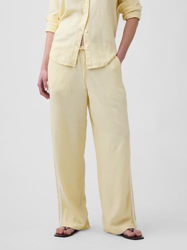 Image of Gap Womens Wide Leg Linen Pull on Pant