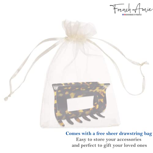 French Amie Geo Large Tokyo 3" Handmade Leopard Celluloid Strong Hold Jaw Hair Claw Clip Clamp Clutcher For Women And Girls, Made In France (Tokyo) #TOP6